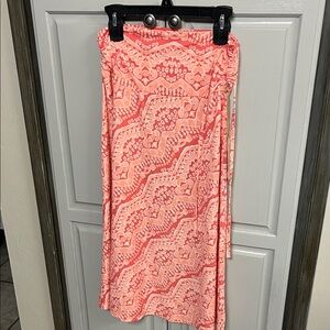 Coral Pink Patterned Wrap Skirt